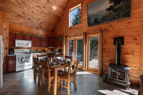 The kitchen is a perfect combination of cozy and convenient