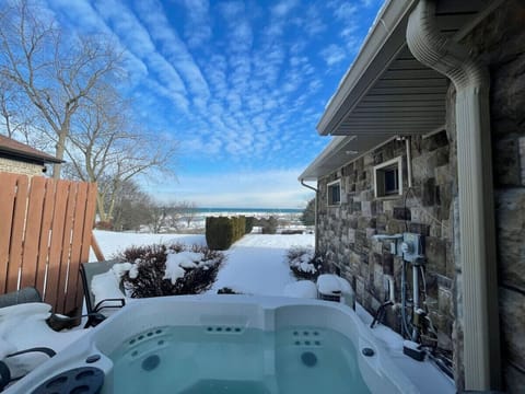 Hot Tub located on the side of the house for privacy, while still having views of the harbor!