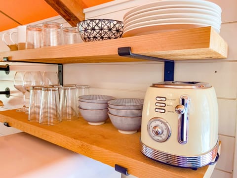 Dishes in kitchenette