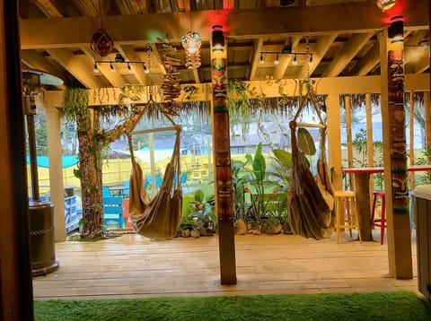 Hammock chairs on covered deck