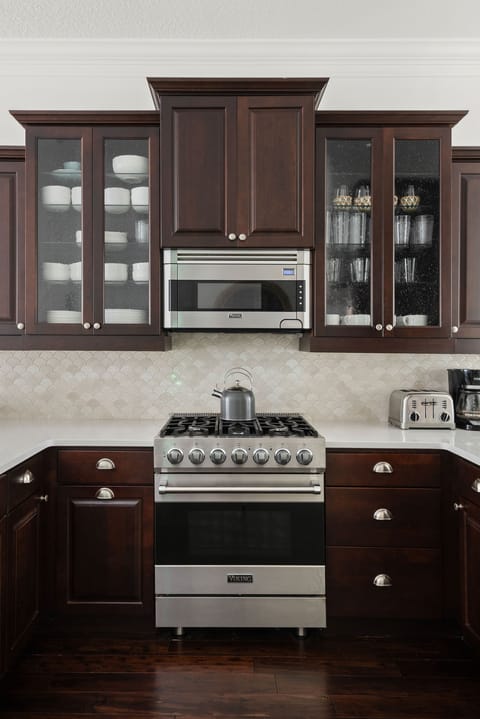 Kitchen with high end, Viking appliances and gas stove