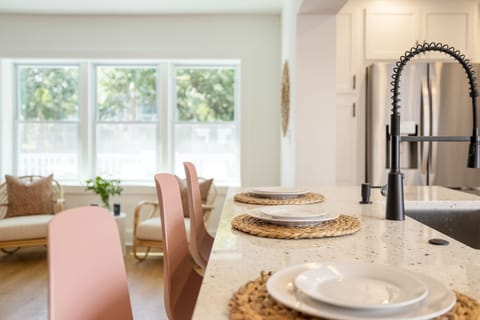 Additional seating at the kitchen island.