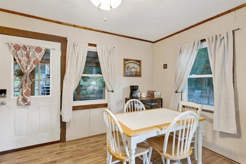 Coffee station and table nice views out the windows