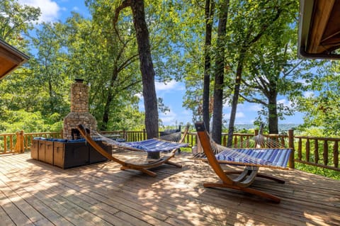 Back Deck with spectacular views of Lake Hudson.