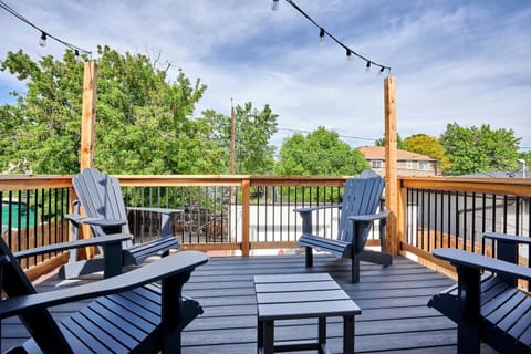 - Unwind on the private upper deck with Adirondack chairs and string lighting above
- Peaceful spot for morning coffee, sunset chats, or starry evenings with friends
- Surrounded by trees and fresh air in a laid back urban setting