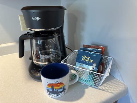 We leave three sachets of Door County brand coffee in every cottage.