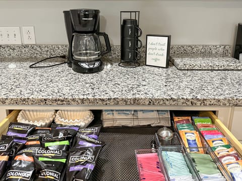 Complimentary coffee, tea, & hot chocolate