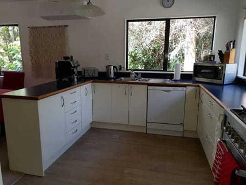 Family size appliances, starter size coffee, beans, tea etc for long stays