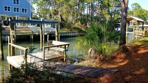 Private dock for fishing in the canal or pull your boat up during your stay.