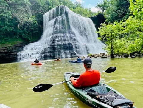 BURGESS FALLS: The top is accessible by hiking or you can kayak to bottom.