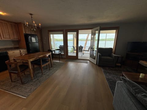 view of dining/ living area- more amazing lake views!