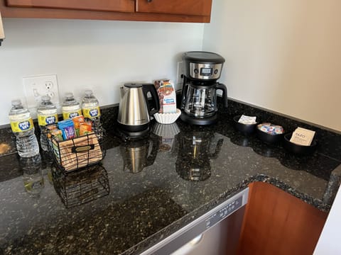 Coffee, tea, and snack bar. 