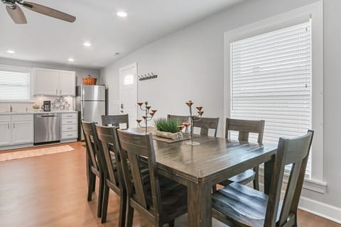 Dining table with seating for 8.