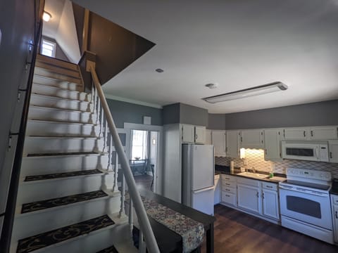 Fairly steep stairs heading to additional bedrooms.