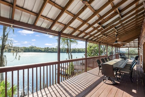 River view on the deck with a 10-person table