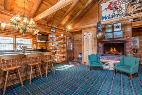 main level living room wood burning fireplace