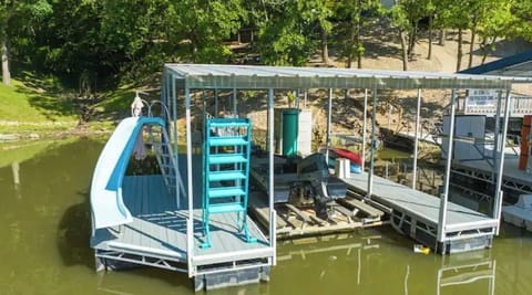 52' lakefront private dock w/ water slide, boat up to 29', 2 kayaks, lily pad