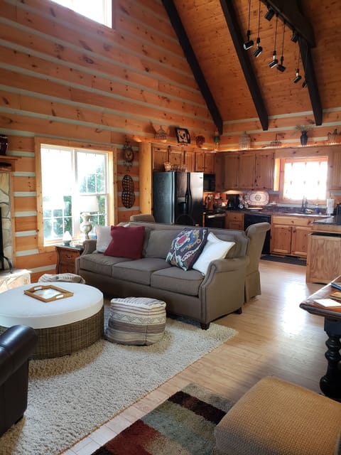 View of main level living room and kitchen