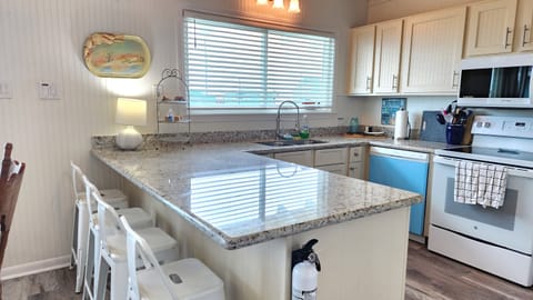 Kitchen equipped with dishwasher.