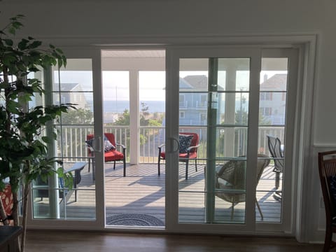 Ocean and Bay views from the Great Room out onto the 40 x 18' screened-in porch.