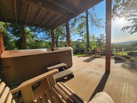 SUNSET VIEW from patio. Small fire pit right off patio. Great place to relax and watch the beautiful mountain sunset