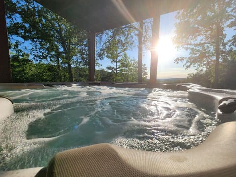 Large 8 person hot tub with great sunset view. This is great for relaxing after a long day with a wonderful glass of wine.