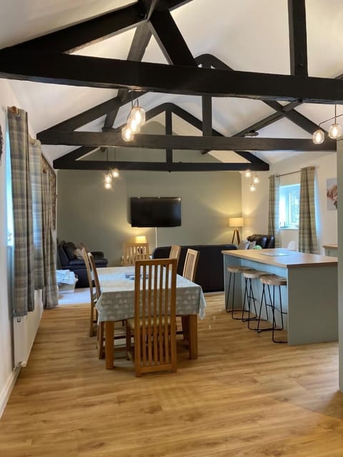 The open plan living and kitchen area is perfect for a large group