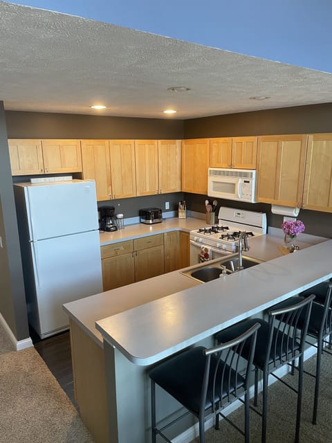 Kitchen with Harbor Views while cooking