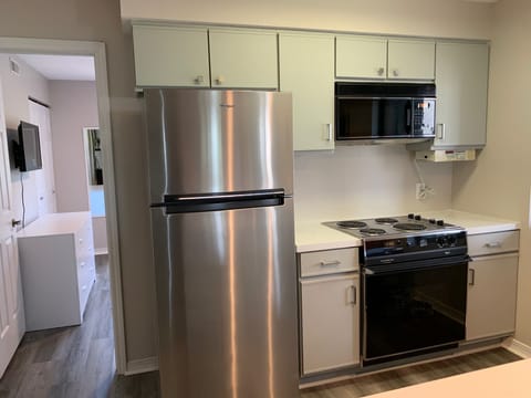 Kitchen comes fully stocked with pots, pans, dishes, silverware, etc.