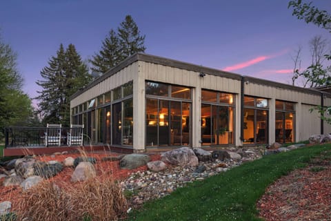 Exterior view of indoor pool area.