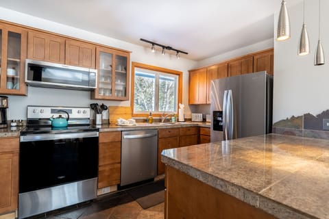 Full-sized updated kitchen.