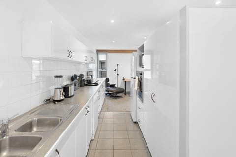 Fully stocked kitchen.