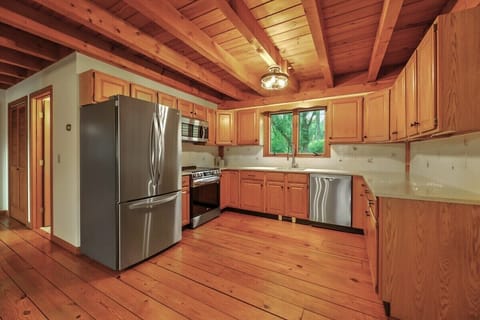 Kitchen with new appliances and tons of storage. 