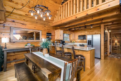 Custom built dining room farmhouse table and chairs