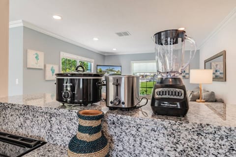 Our kitchen has everything you need! We have a crockpot, toaster and even a blender!