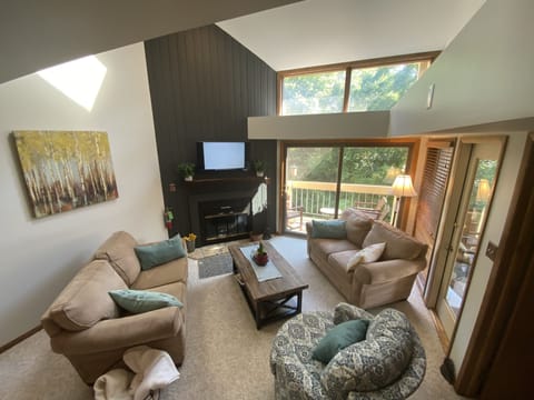 Living room.  Wood burning fireplace!