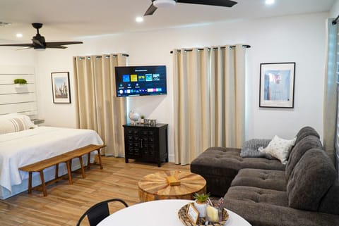 Smart TV rotates for your viewing pleasure from the couch or the bed!

