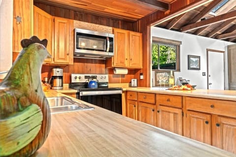 Warm wood surround you in this complete kitchen