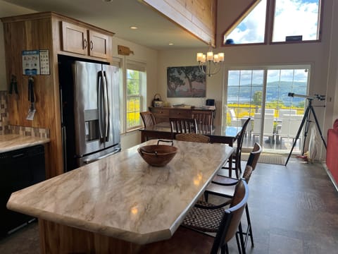 Kitchen island and dining area