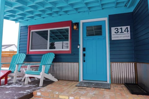 Welcome to Leadville!  We painted the Lodge "Deep Breath Blue".  Seemed appropriate for an elevation of 10,100 feet!  Westward facing, the front porch is the perfect spot for a drink at sunset!