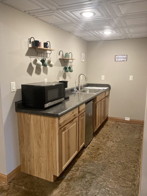 2nd kitchen off of the game room, same floor as the Farm and Lumberjack rooms.