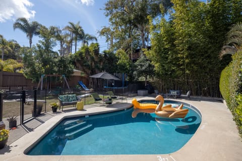 Fenced-in saltwater pool