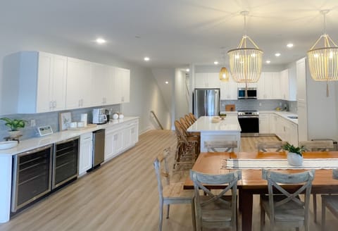 Dry bar + kitchen + dining area 