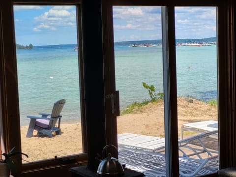 view of sand bar south end of lake.