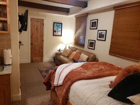 Suite with Queen Bed, Sofa Sleeper, Mini-Kitchen, and Full Bath with Fireplace and TV