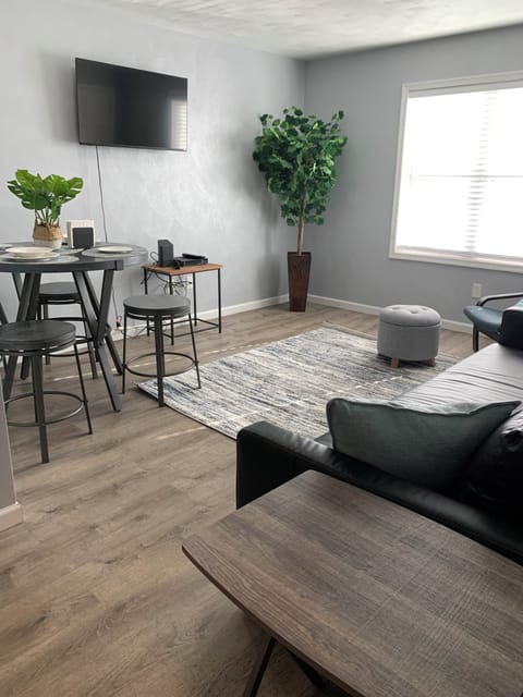 Entrance shot into open concept LR/DR 