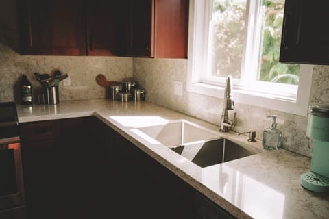 The kitchen is fully equipped for meals at home