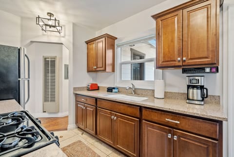 Full Kitchen at the Hideaway. We provide coffee, filters, milk,