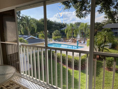 The community pool is only steps away.