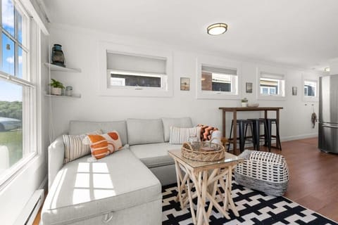 Open living room and kitchen, views of the ocean, strong WiFi, Smart TV, sleeper sofa and fully equipped kitchen